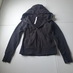 Lululemon Scuba Hoodie Jacket Womens 6 Gray black Full Zip Fleece Thumbholes